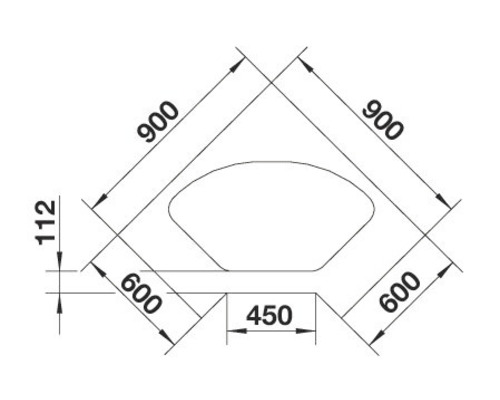 Blanco DELTA II-F spoelbak, 1056 x 575 mm, roestvrij staal, satijnen afwerking, 523667