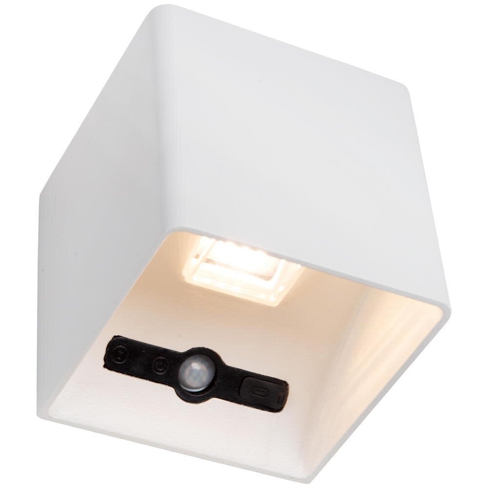 Vertigo LED-wandlamp op batterijen in wit, 6W, 258lm, IP54, met bewegingsmelder en schemersensor