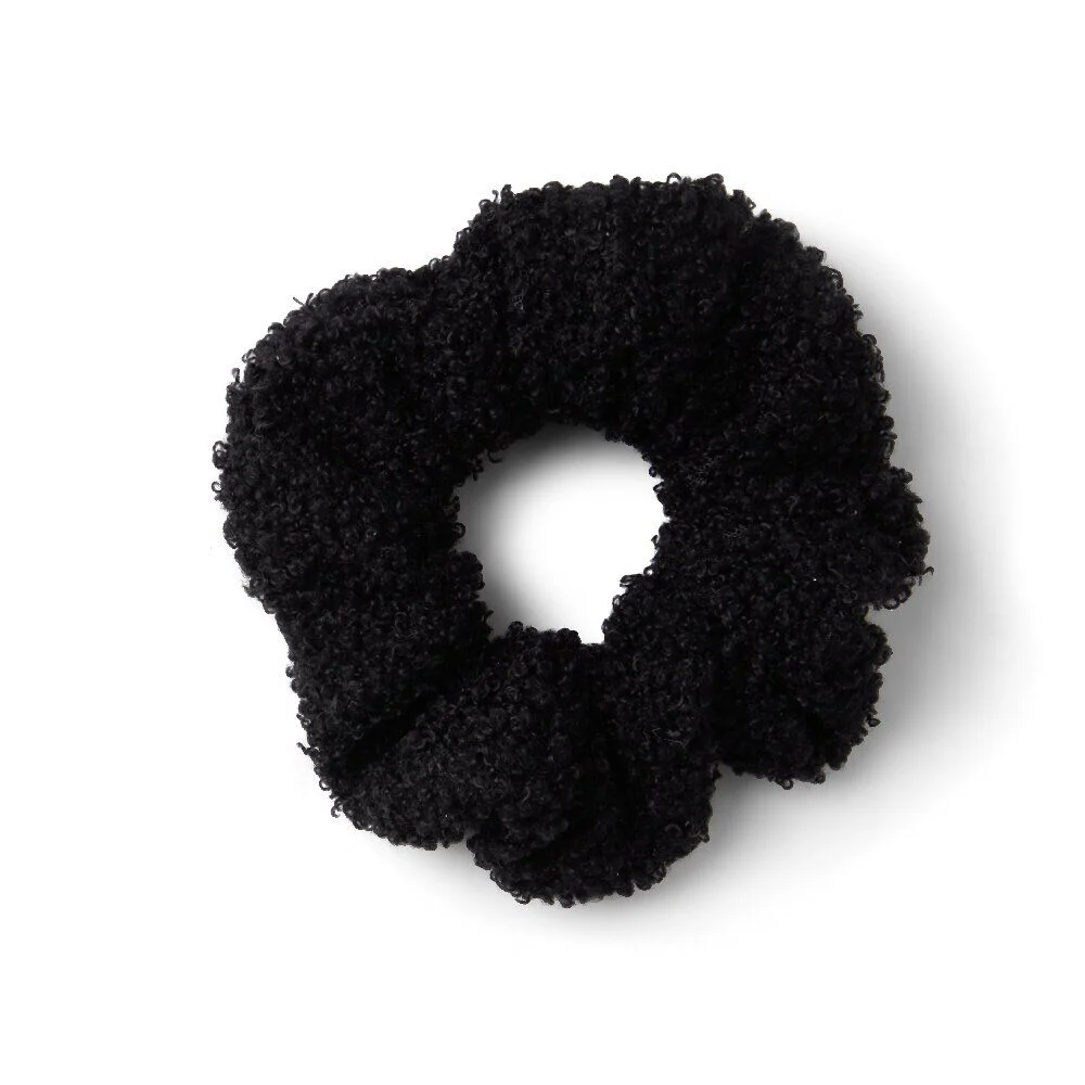 Chouchou effet laine bouclée noir