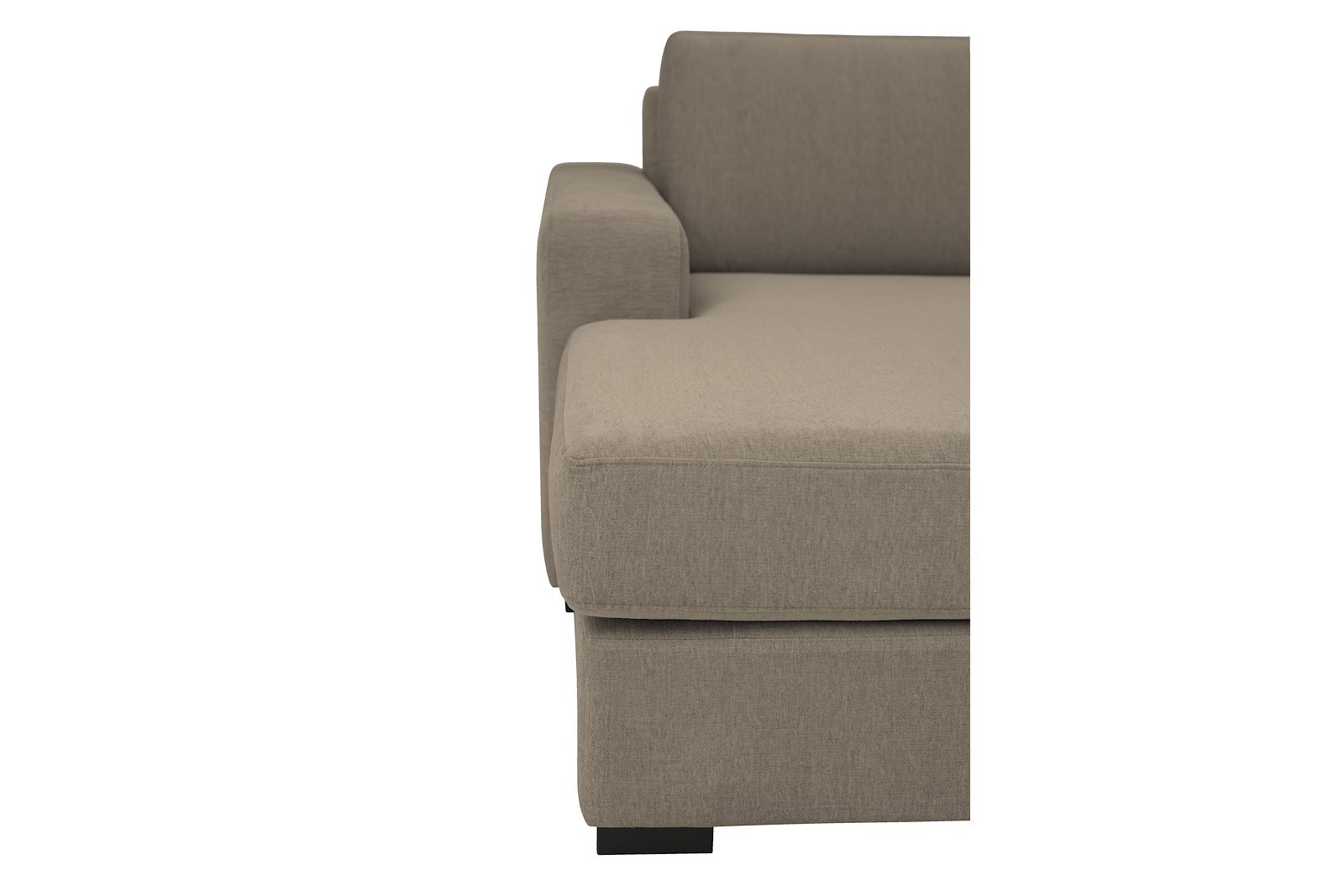 Modern Living U-sofa Sjeselong venstre med 2-seter og cosy corner høyre.Tekstil Brooklyn 9 Cappuccino med Arm A og ben 2 sortbeiset eik.