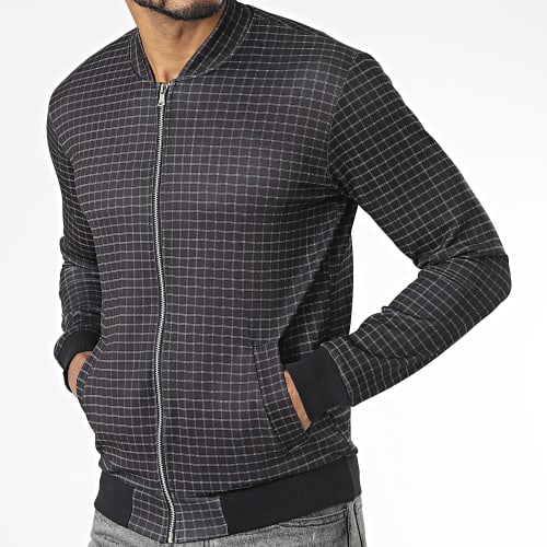 Veste Zippée A Carreaux 22169-B Noir