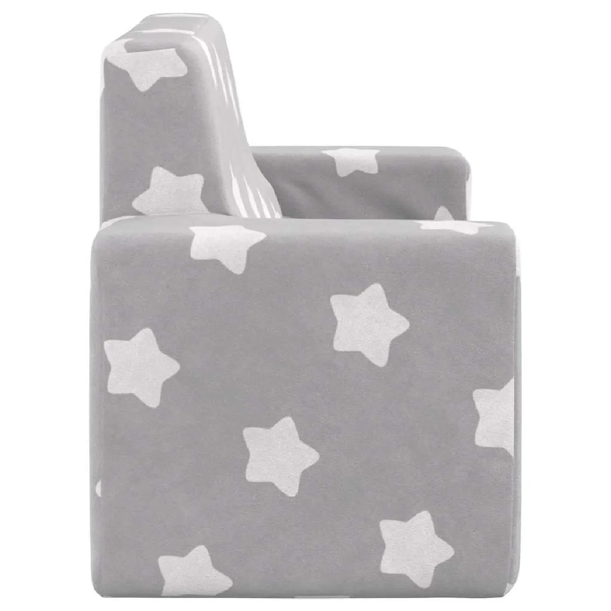 vidaXL Canapé pour enfants à 2 places Gris clair étoiles Peluche douce