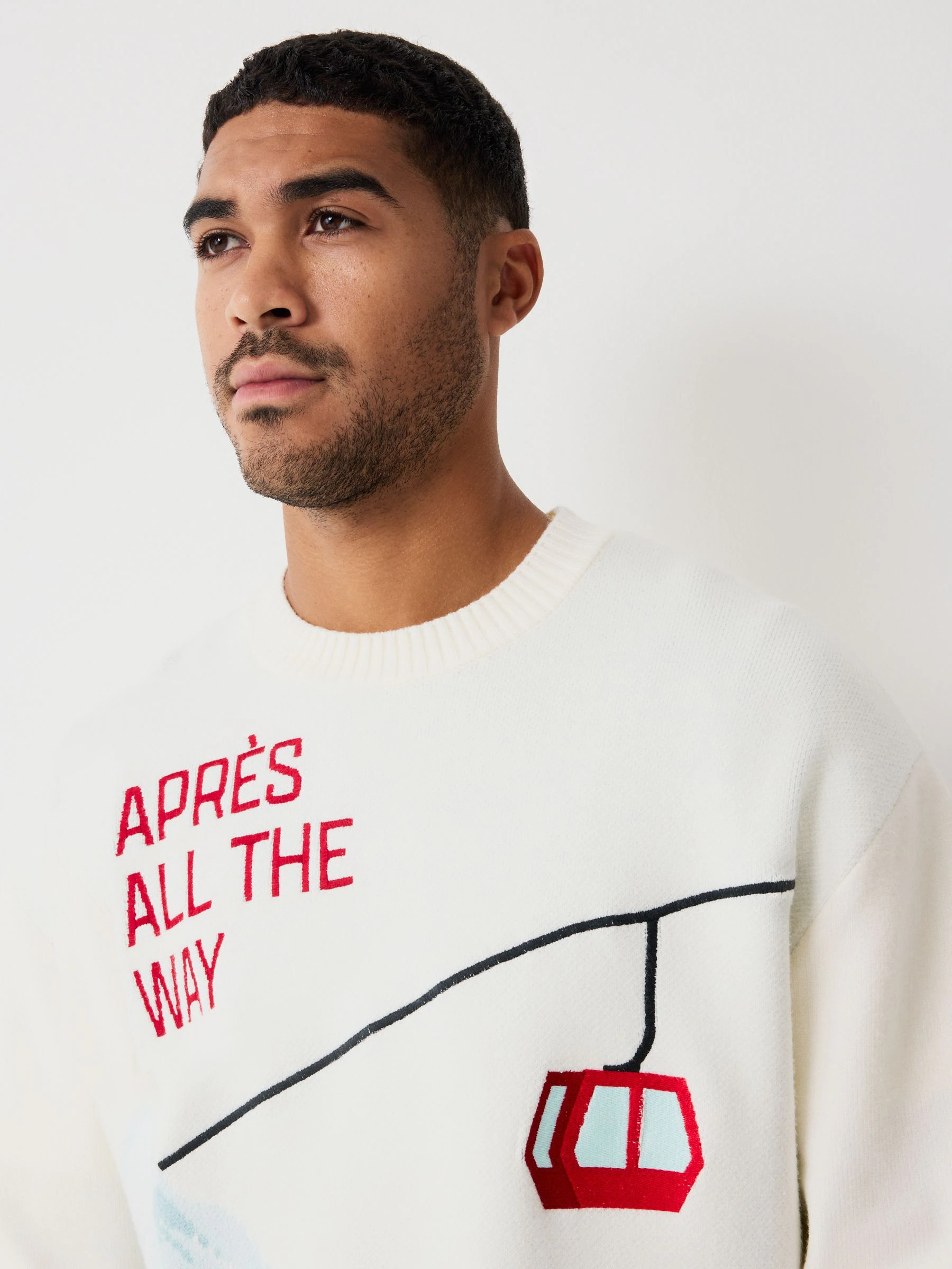 Ecru wit - Regular Fit Christmas Après Ski Crew Jumper