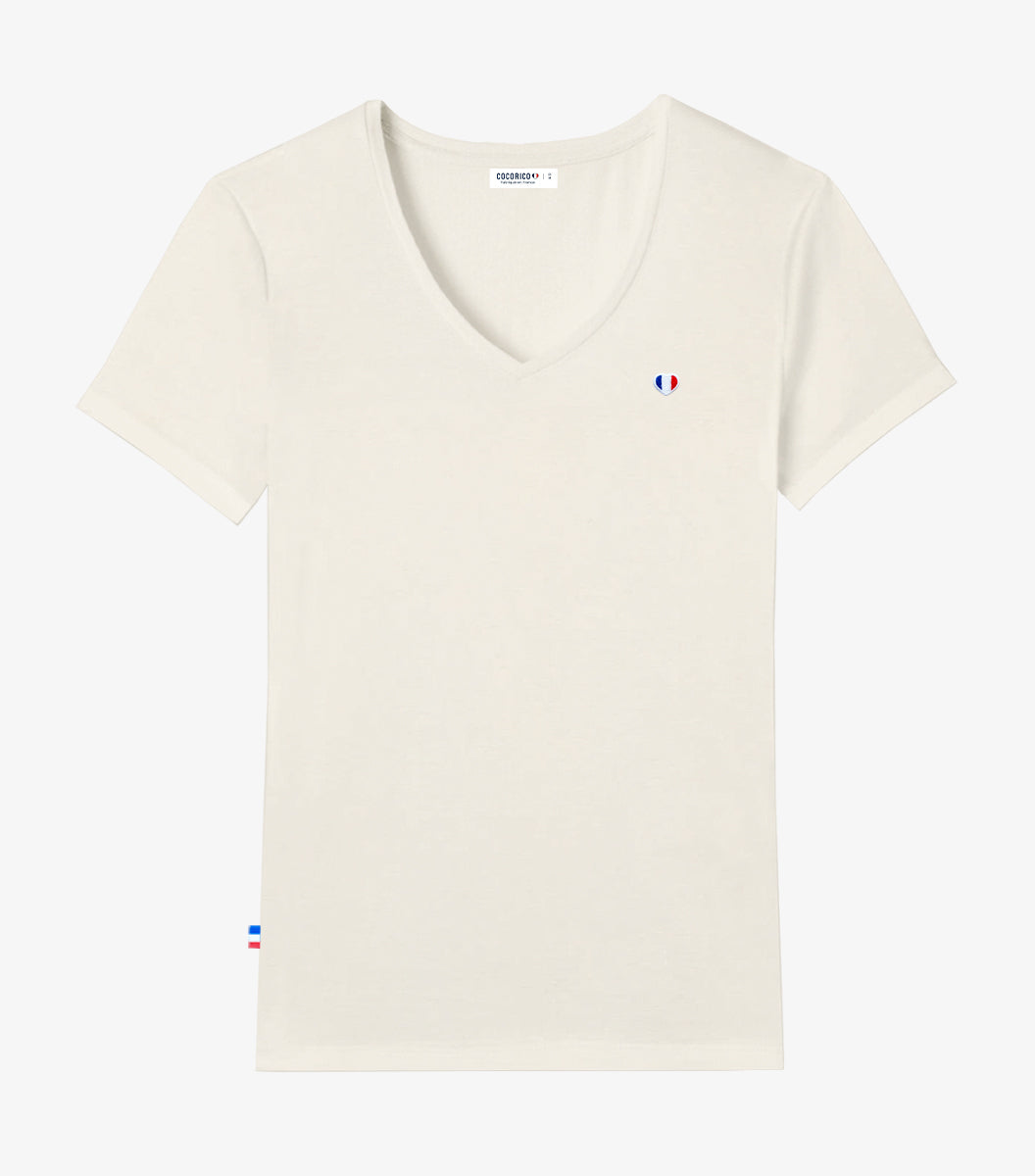 T-shirt col V Femme Sable - Iconique