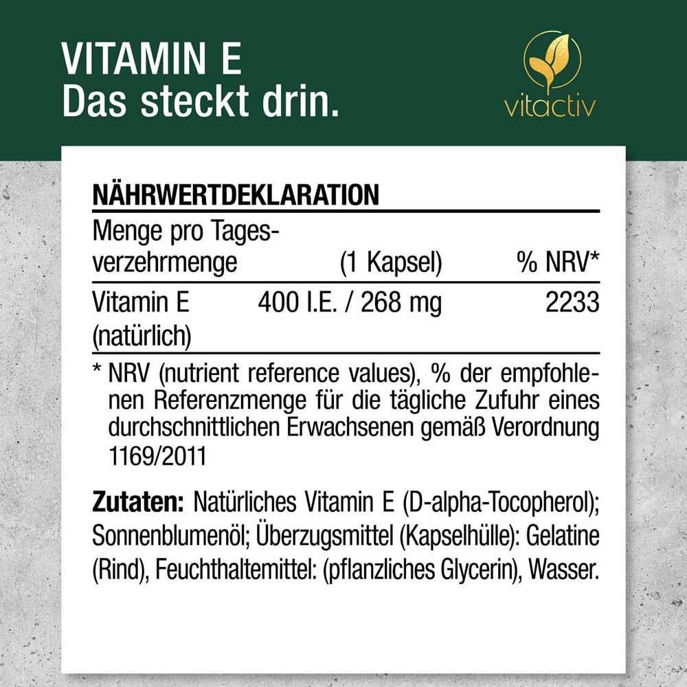 vitactiv VITAMIN E 400 I.E. Weichkapseln