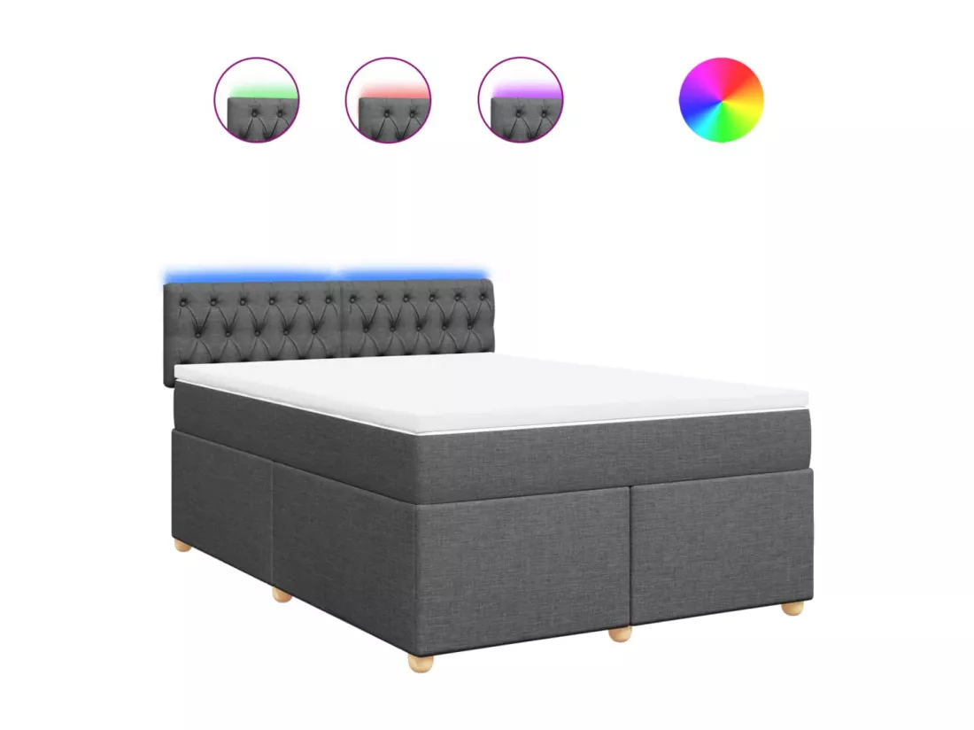 Sommier à lattes de lit avec matelas Gris foncé 140x190cm Tissu