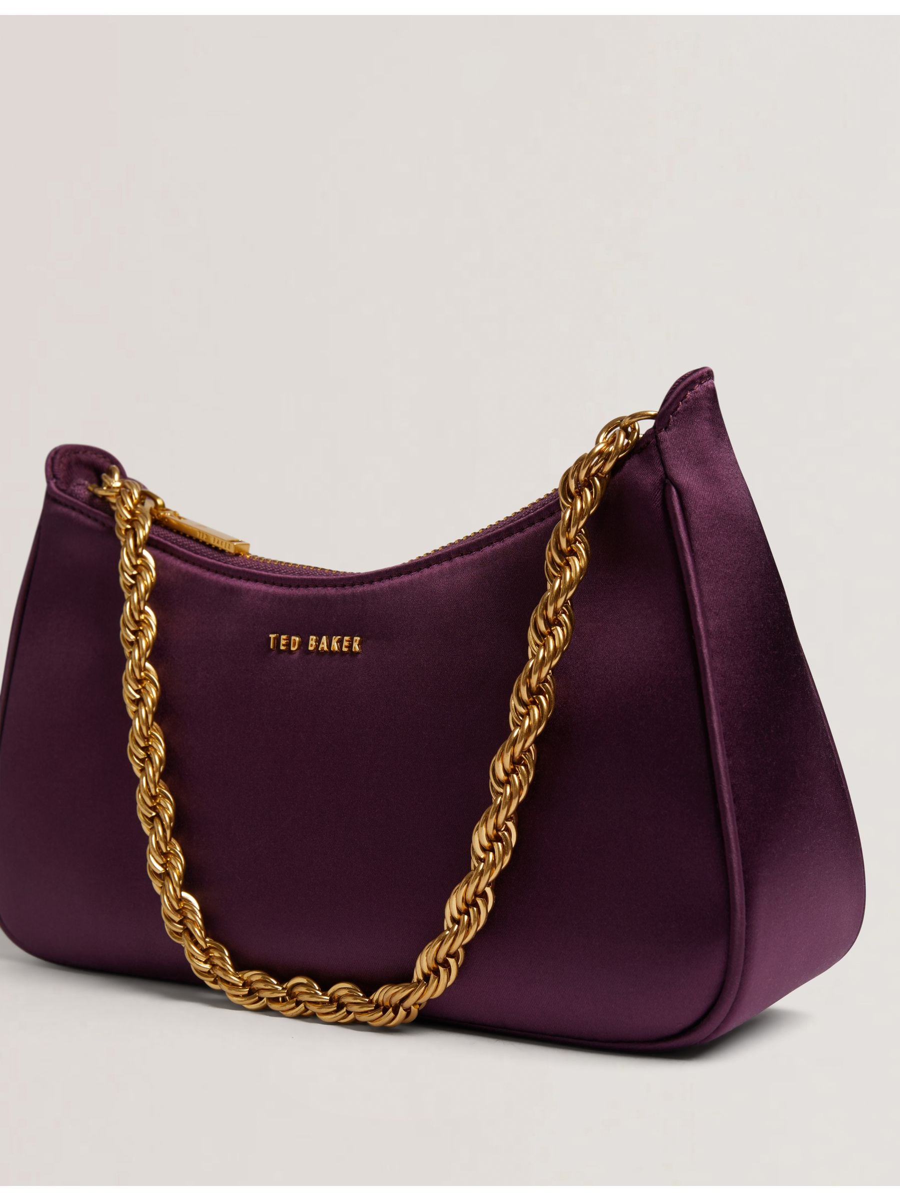 Paars - Ted Baker Agnise Chain Detail Satin Shoulder Bag