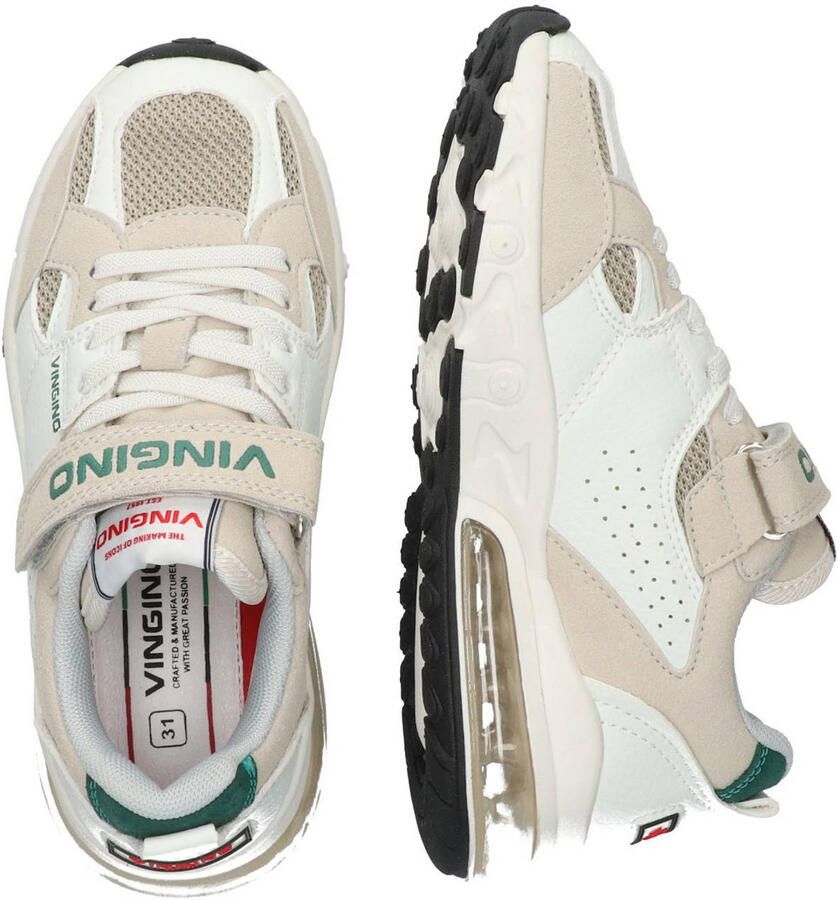 Vingino VIN826001-701 Jongens Lage Sneakers Wit Leer Veters Met Klittenband