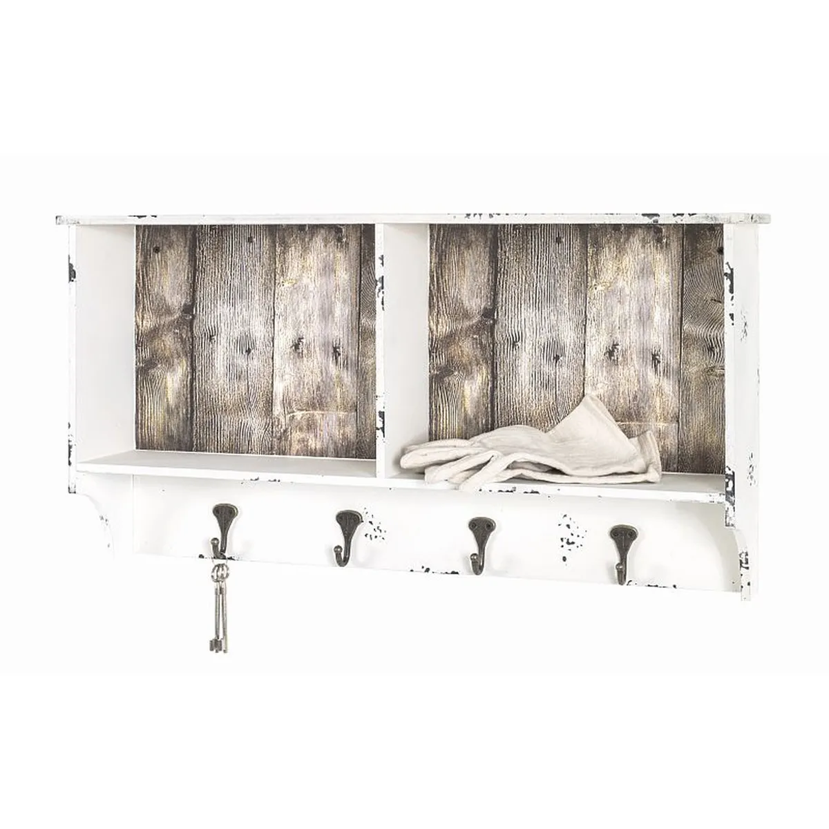 Pegane Garderobe Murale - Blanc Vintage