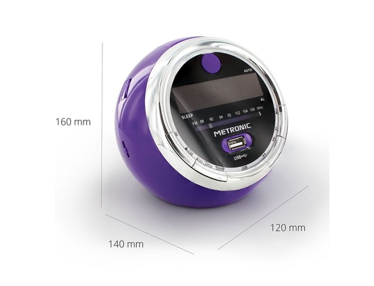 METRONIC - Radio-réveil pop purple fm usb projection double alarme - vi...