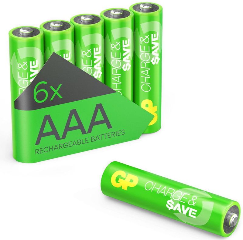 GP - Charge & Save - Oplaadbare AAA-Batterijen - 6 Stuks - 650mAh