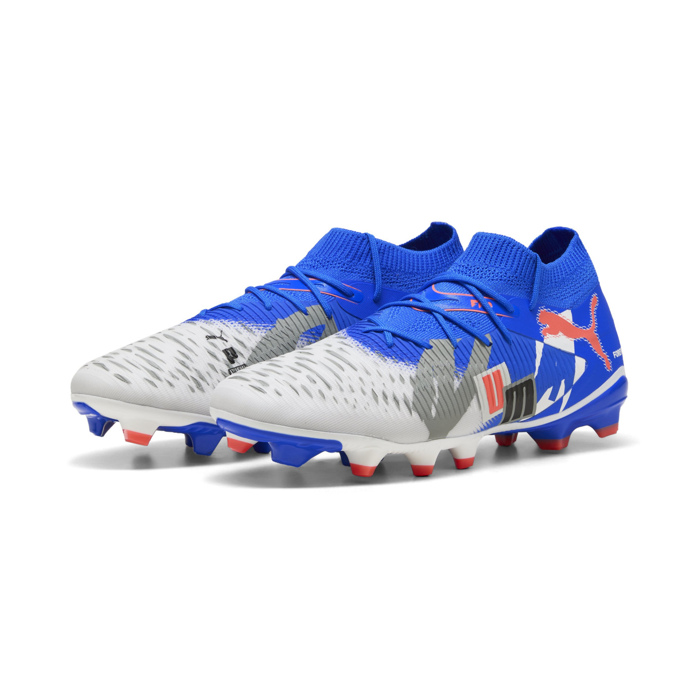 PUMA Future 8 Match Forever Gras / Kunstgras Voetbalschoenen (MG) Wit Blauw Oranje