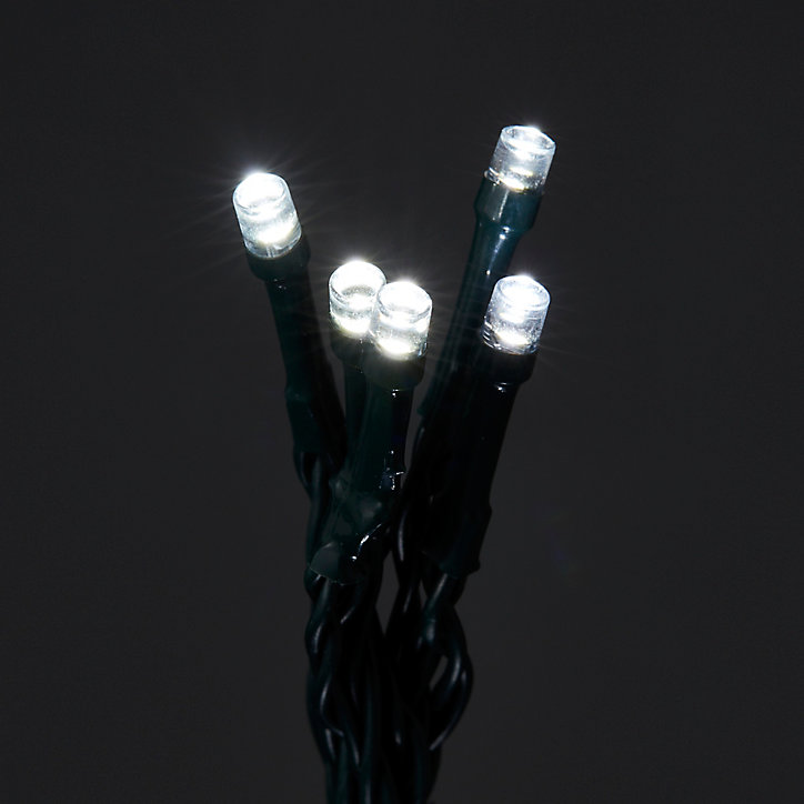 Guirlande lumineuse LED intérieure et extérieure blanc froid câble vert 8 fonctions 12,2 m