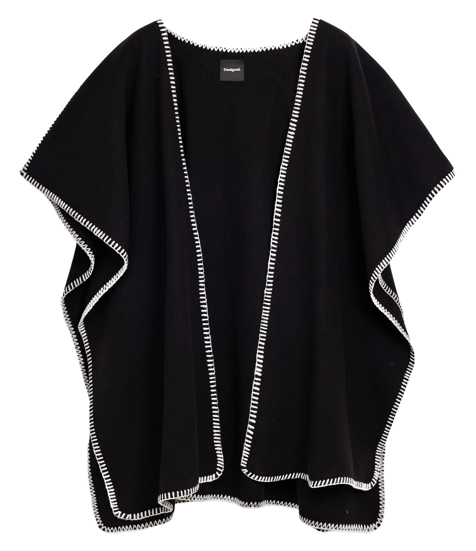 Poncho ample en maille | Noir