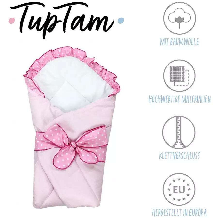 TupTam Unisex Baby Einschlagdecke mit Schleife rosa