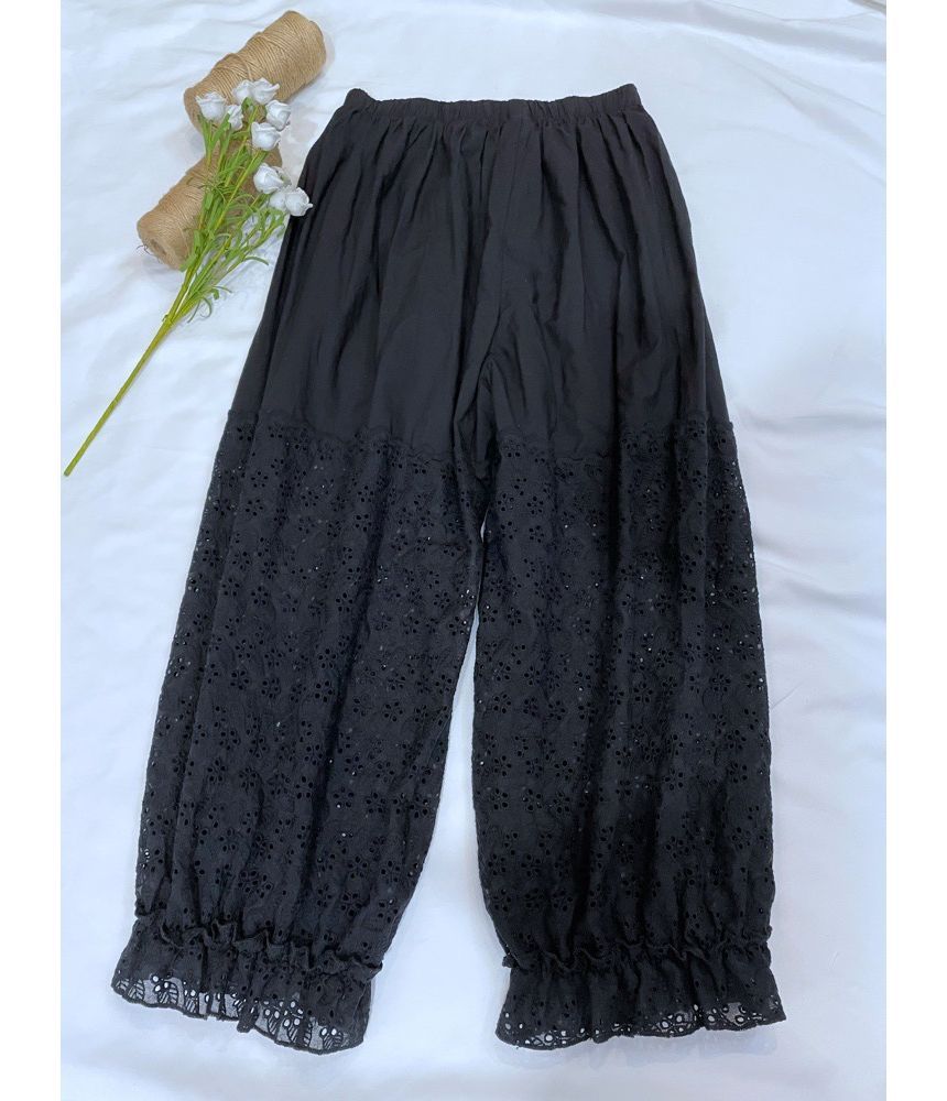 Santeh - Baggy broek met hoge taille en kantpaneel