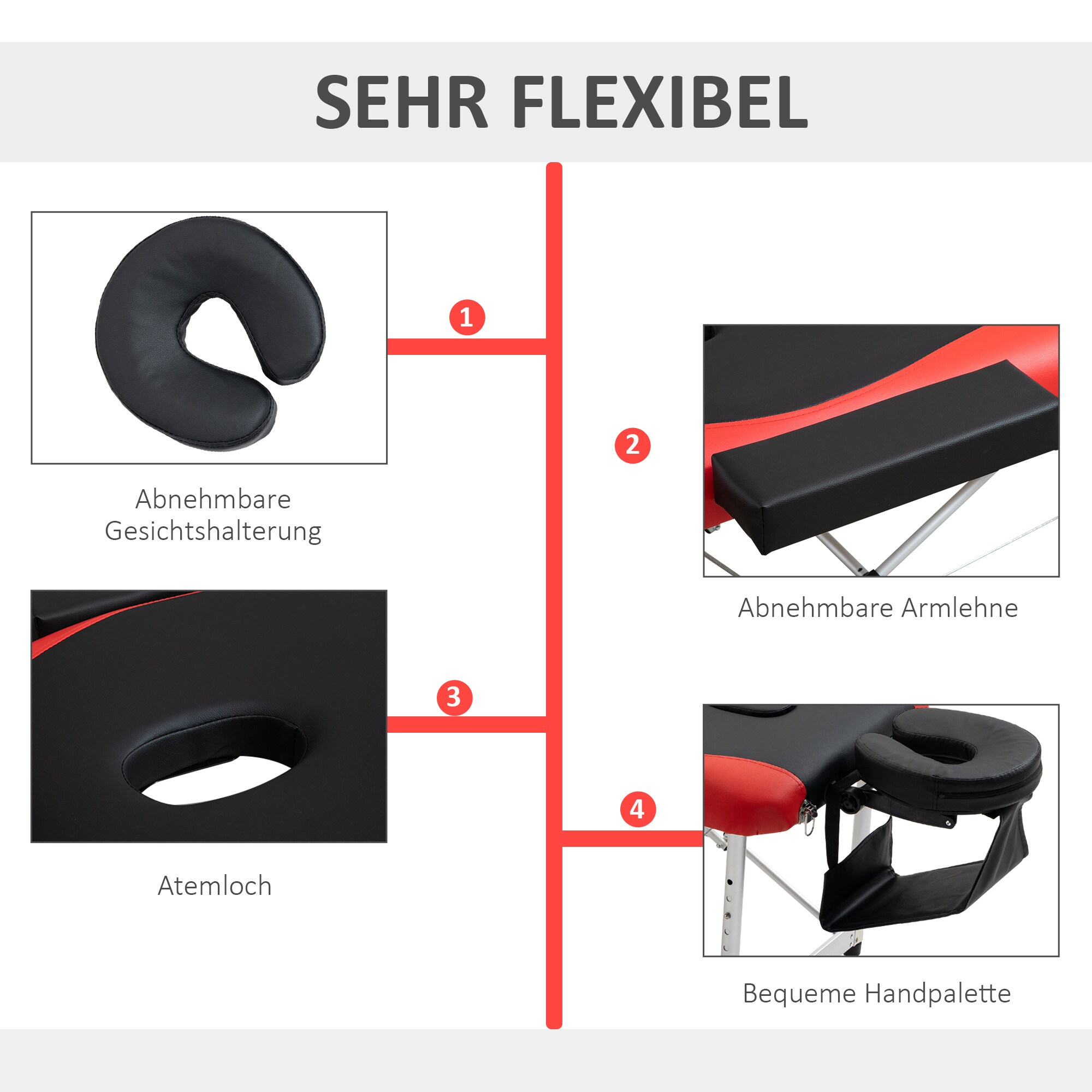 HOMCOM Massageliege mit leichtem Alurahmen, zusammenklappbar und gepolstert 215 x 60 x 61-84 cm (BxTxH)