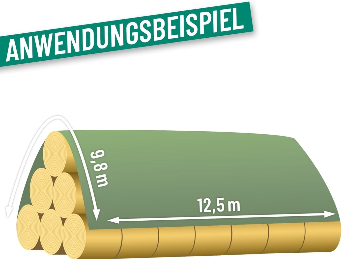 VOSS.farming Heuvlies 9,8 x 12,5m, Strohvlies, Strohballenschutz, Rundballen-Vlies 140g/m²