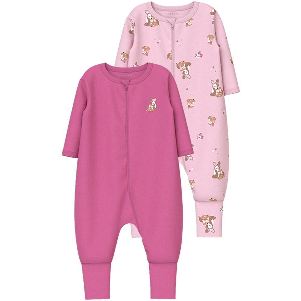 Køb Name It Ibis Rose Natdragt 2-pack Zip Rose Deer Noos