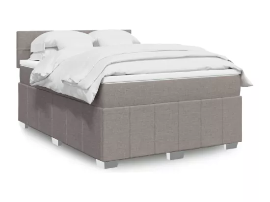 Sommier à lattes de lit avec matelas Taupe 140x190 cm Tissu
