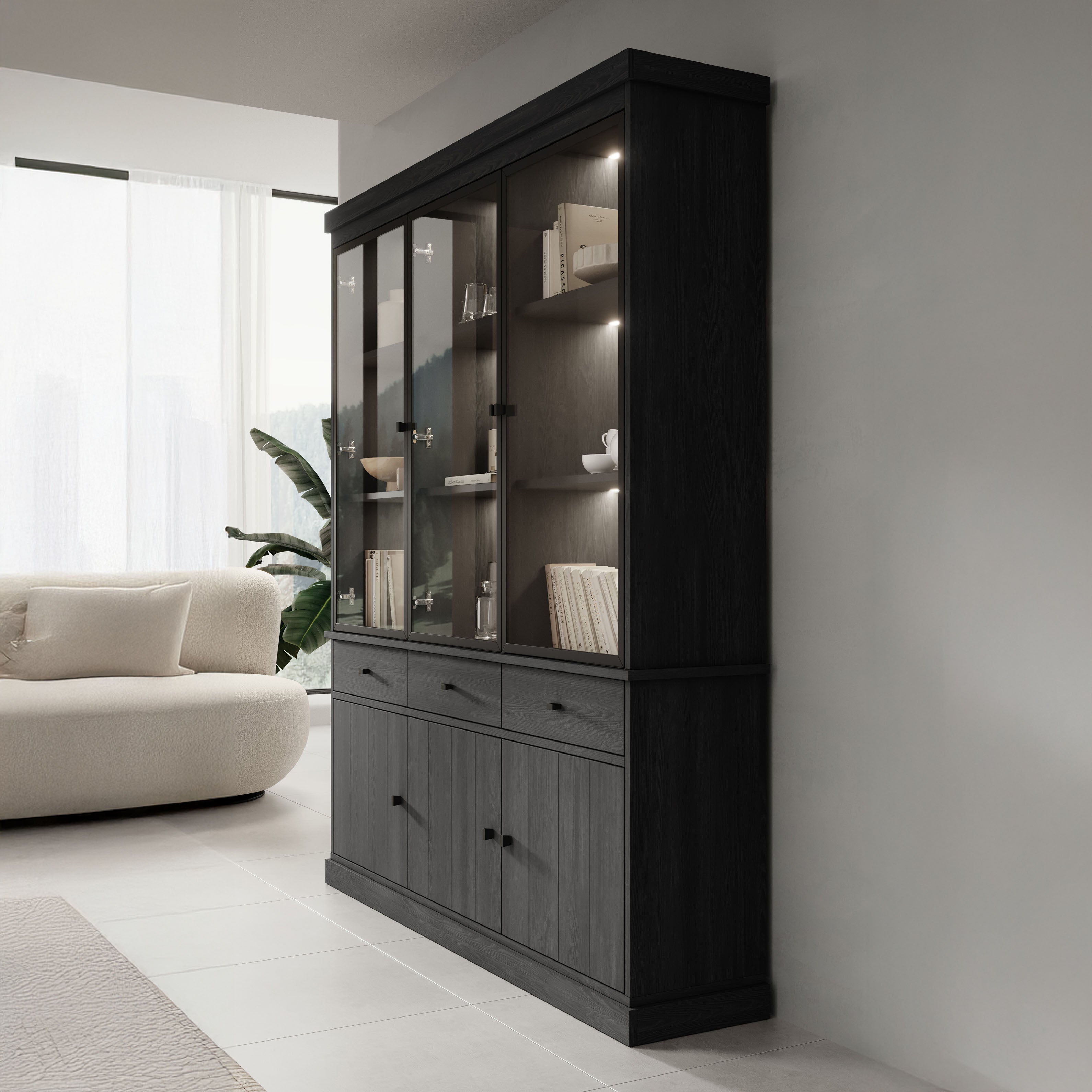 Vince 2 - Buffetkast - Zwart - 182x40x220 cm