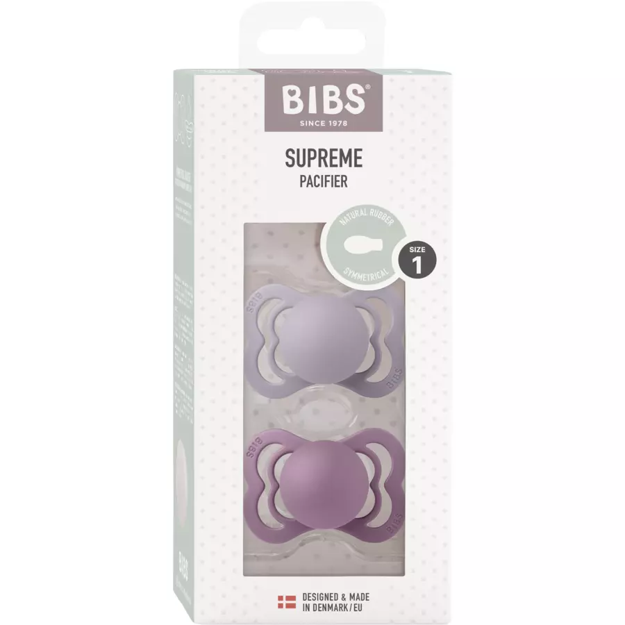 BIBS® Schnuller Supreme Fossil Grey & Mauve Latex 0-6 Monate, 2 Stk.