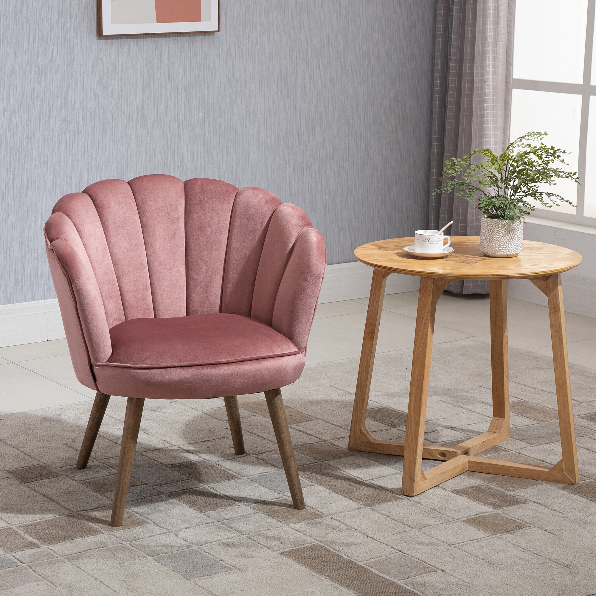 HOMCOM Stuhl Lotusblumen-Design, Elegante Ergänzung für Ihren Wohnbereich, Luxuriöser Samt-Polyester Bezug 66 x 72 x 79 cm (BxTxH)