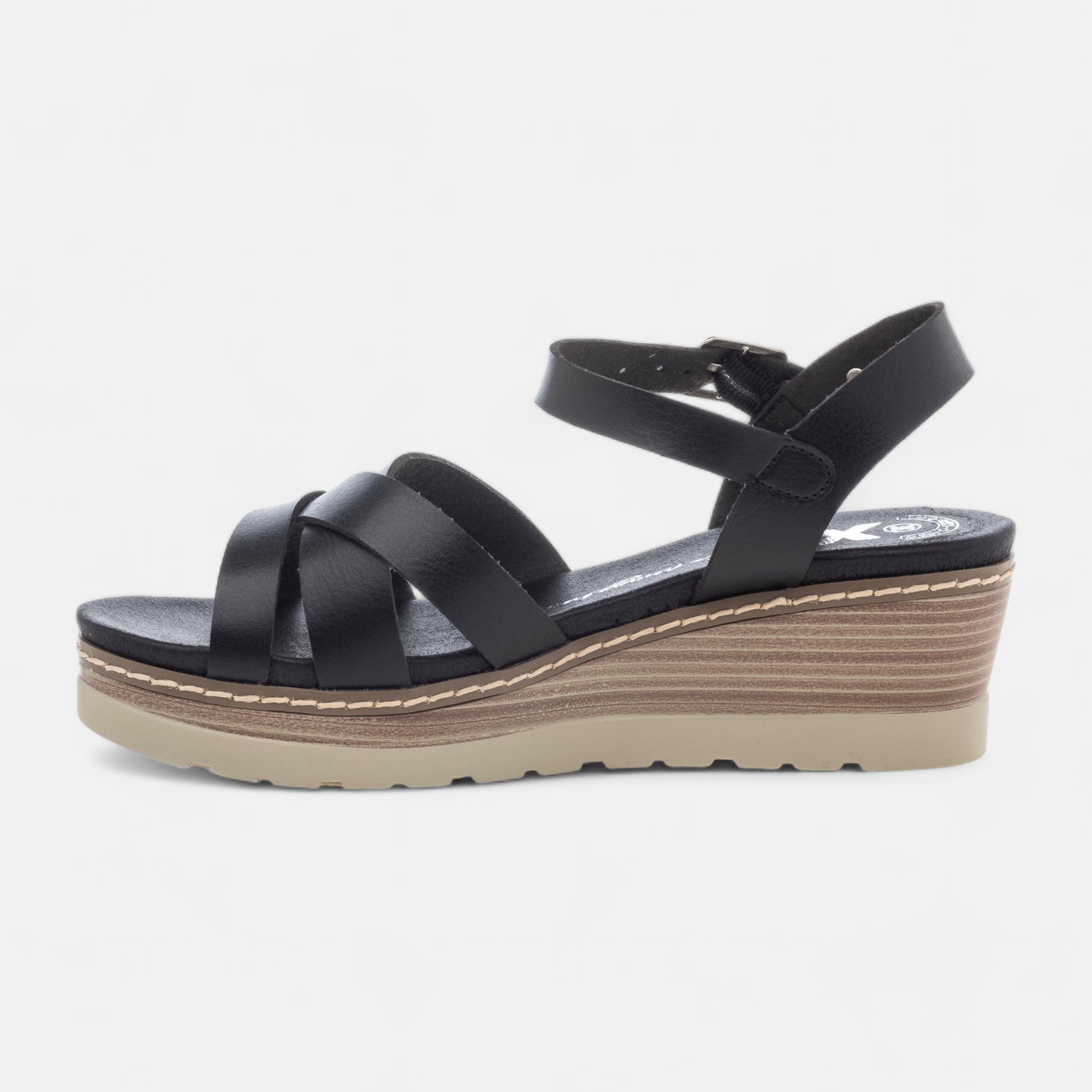Sandales à talon compensé Femme noir