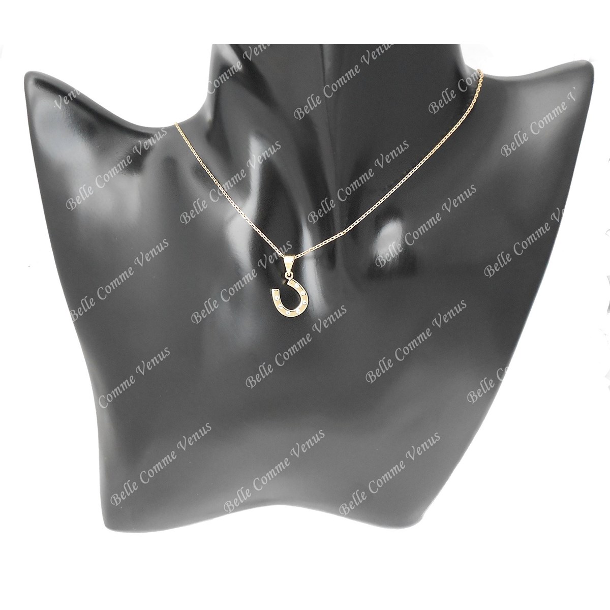 Collier porte-bonheur fer à cheval oxyde de zirconium Plaqué OR 750 3 microns