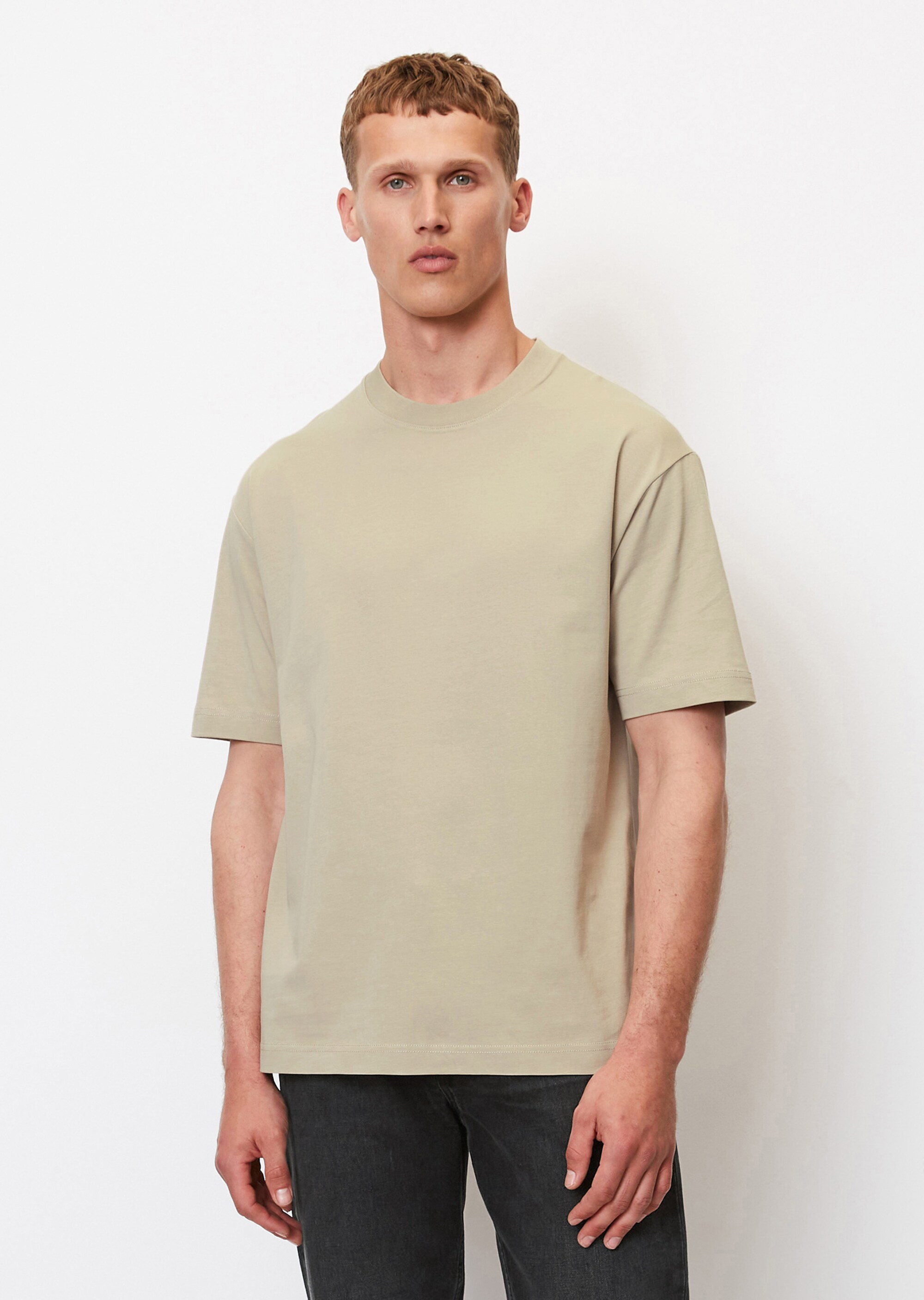 Rundhals-T-Shirt relaxed aus schwerem Heavy-Jersey