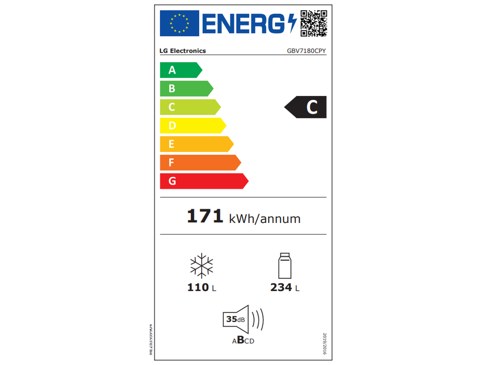 FRIGORÍFICO COMBINADO LG GBV7180CPY NO FROST C 186CM 344L CINZENTO