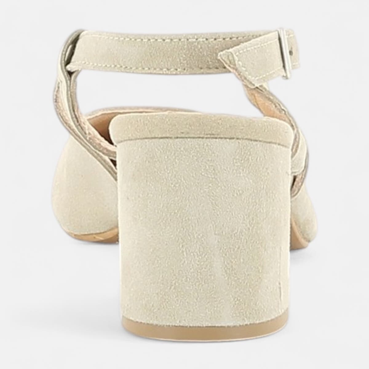 Escarpins avec bride arrière à talon Femme en cuir beige