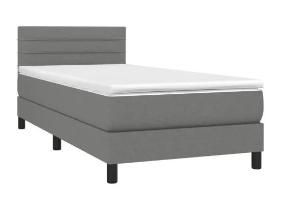 Sommier tapissier avec matelas et LED Gris foncé 90x190cm Tissu