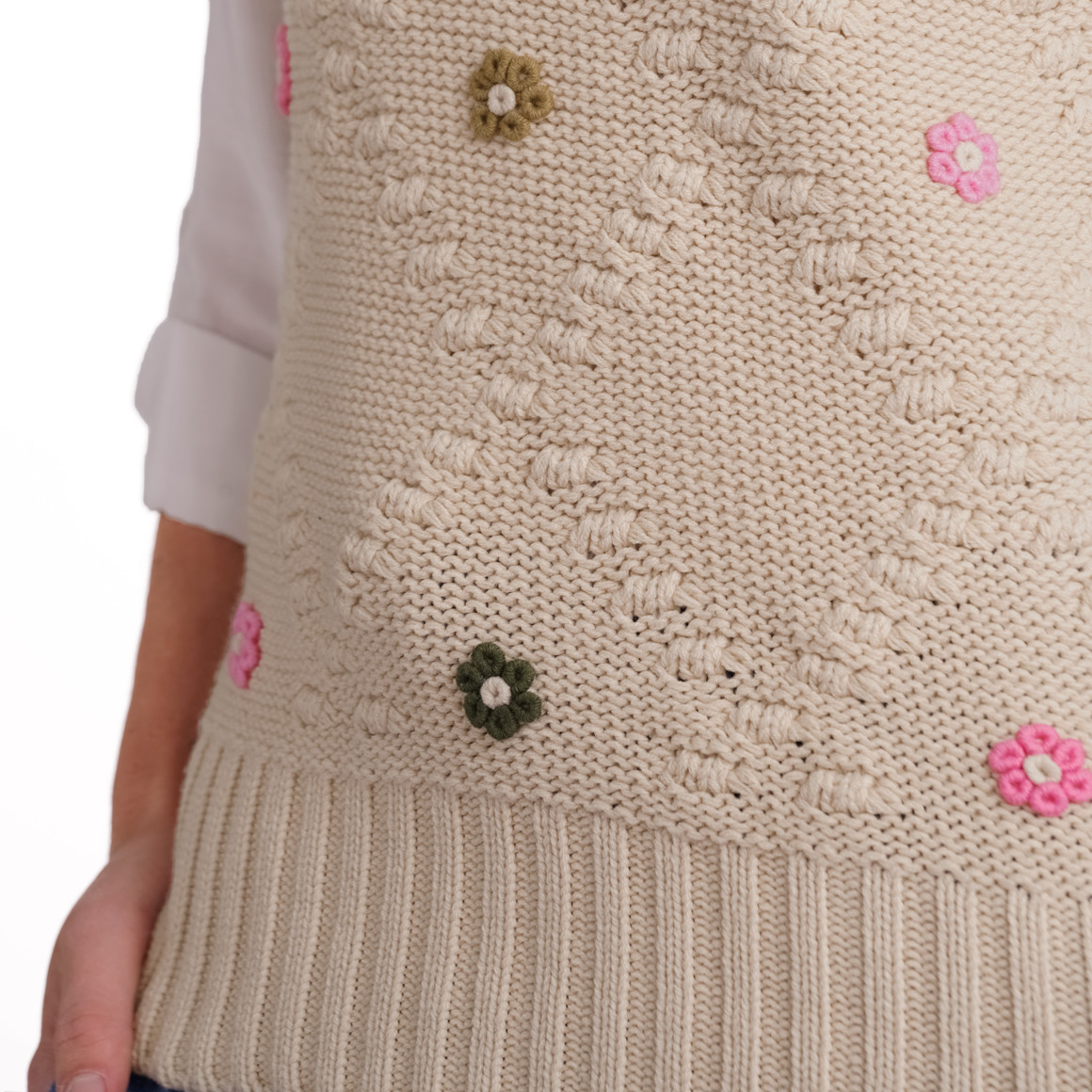 Jonas Nielsen Damen Strickpullunder mit Applikation beige