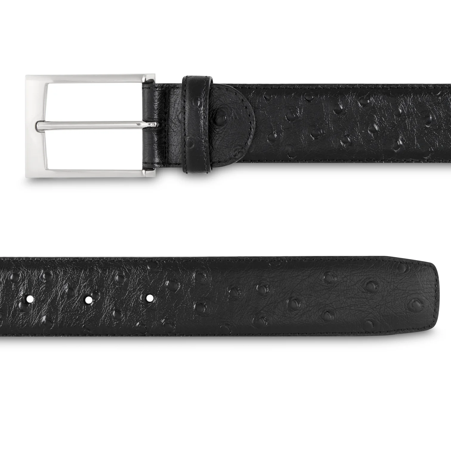 Ceinture homme en cuir façon autruche noir