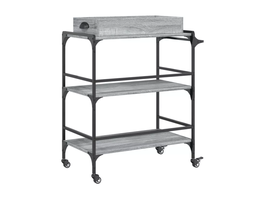 Chariot de cuisine sonoma gris 81,5x41x92,5cm bois d'ingénierie