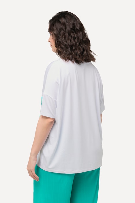 T-Shirt, Satin-Vorderseite, U-Boot-Ausschnitt, Halbarm