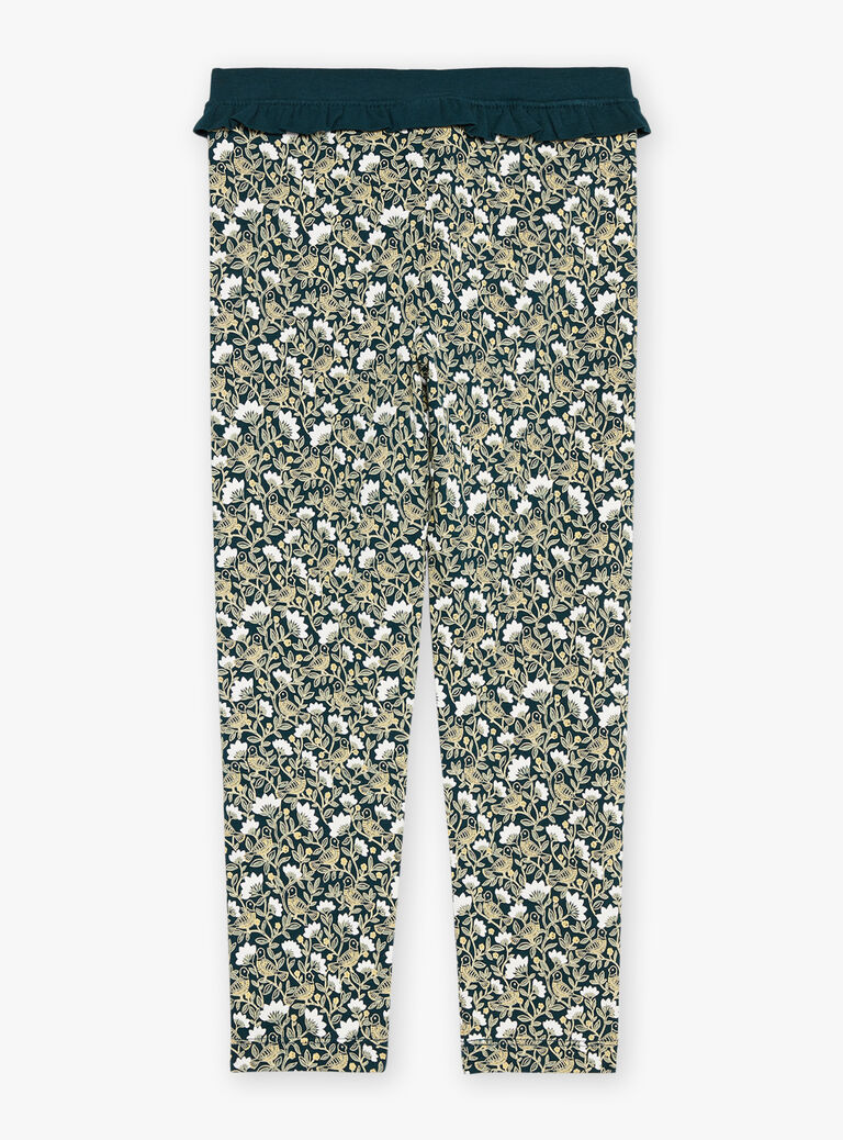 Legging vert émeraude et jaune à imprimé fleuri