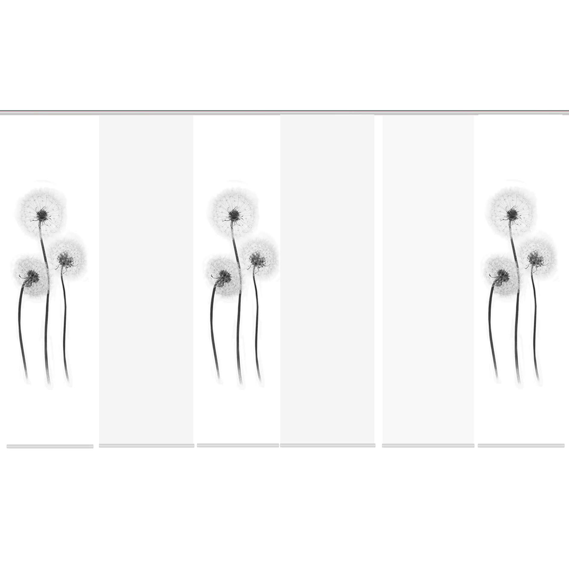 6-teiliges Schiebevorhang-Set FREIBURG - schwarz-weiß - je 60x245 cm