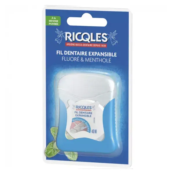 Fio dental expansível Ricqles com flúor e mentol, 40 m