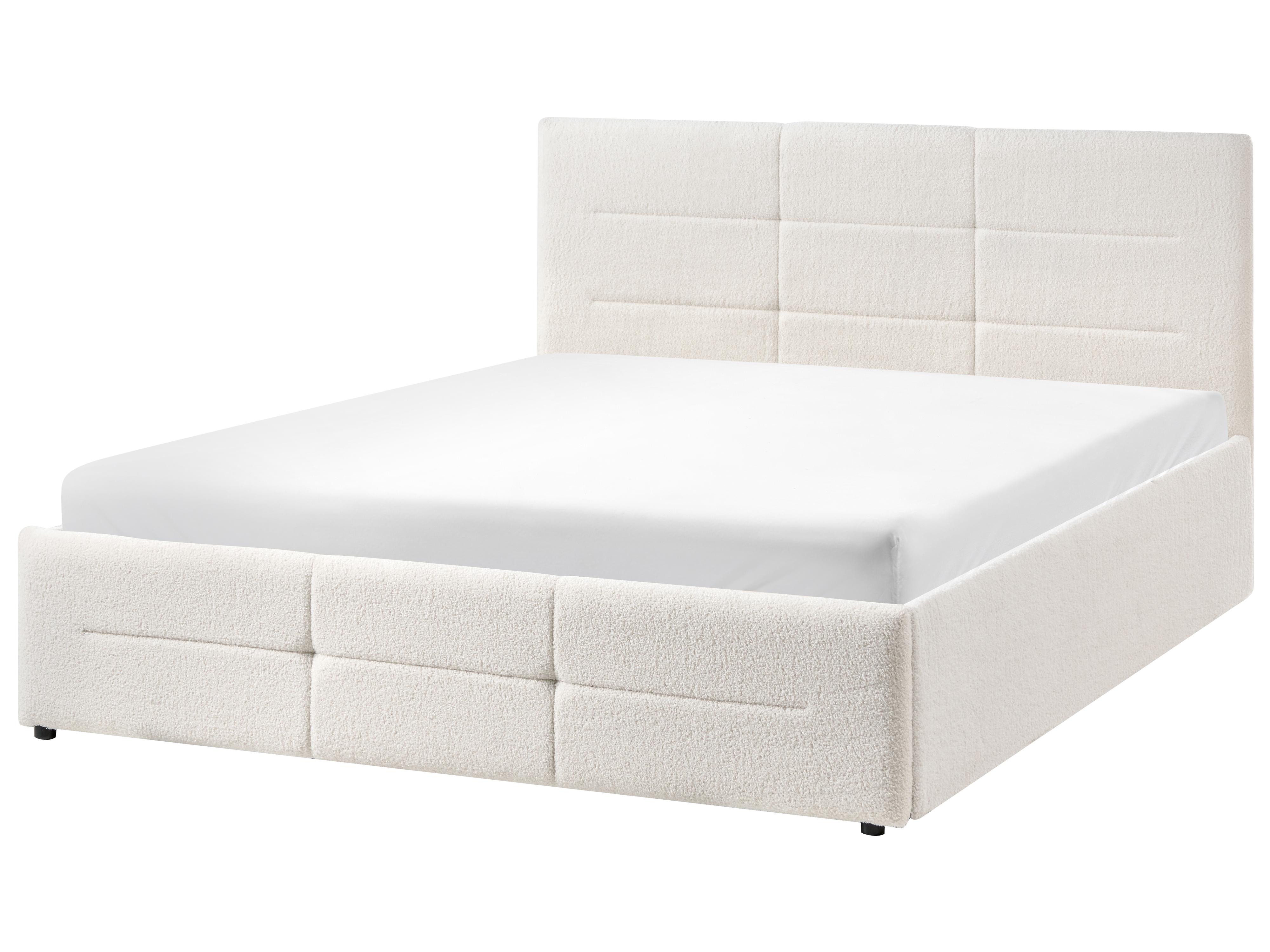 Bed met opbergruimte Bouclé MASSOGNES 140 x 200 cm Gebroken wit