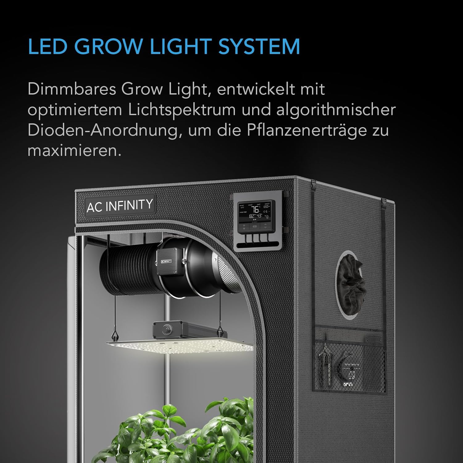 AC Infinity IONBOARD S22 LED Grow Light für 60 × 60 cm Grow Zelte, mit LM301H LEDs und Vollspektrum-Licht für Wachstum & Blüte