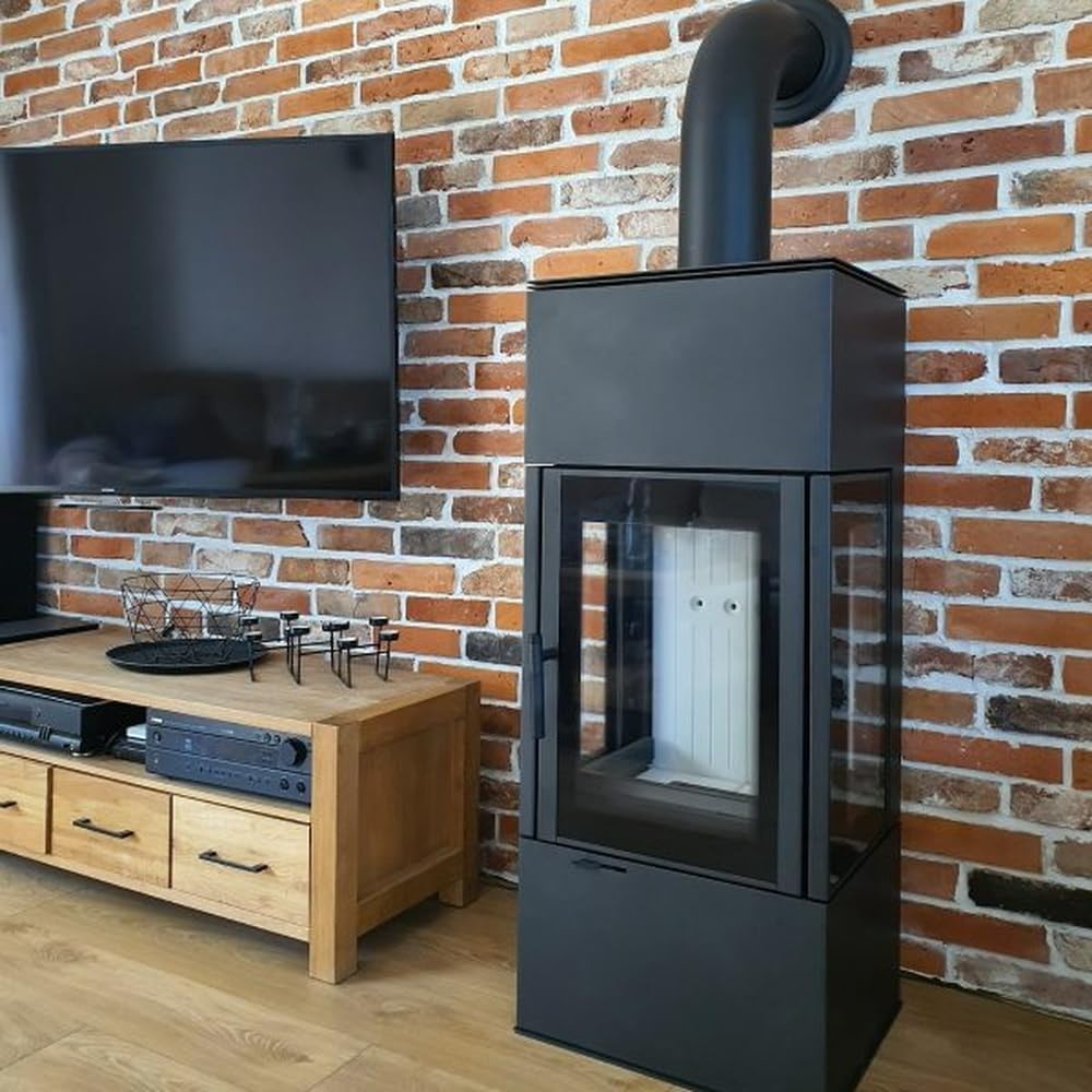 KRATKI Thor View Kaminofen 8 kW - BImSchV 2, 83% hermische Effizienz - Kaminofen mit gerader Verglasung, Ø150 mm Rauchrohr - EEK A