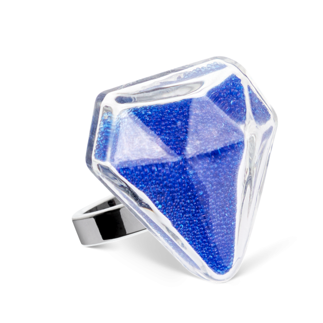 Bague en verre soufflé - Diamant Medium Billes