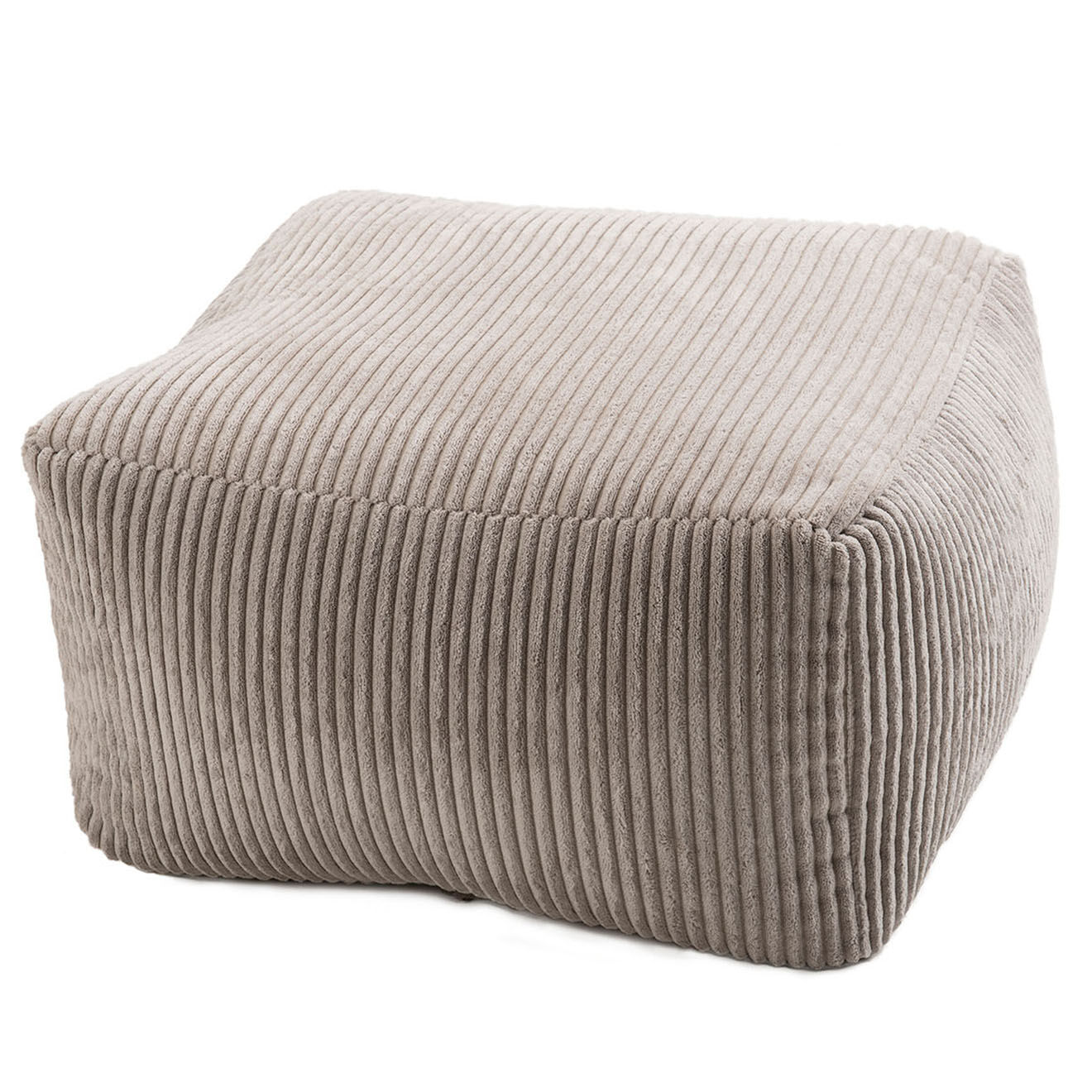 Macabane Pouf carré tissu velours cotelé agathe gris perle - 57x57x34 cm