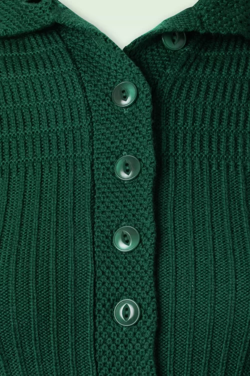 Emmy Design The Notable merino wollen gebreide jacket cardi in flessengroen