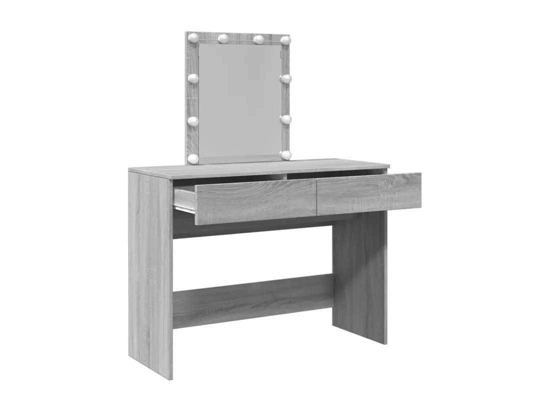 Coiffeuse avec LED sonoma gris 100x40x130 cm