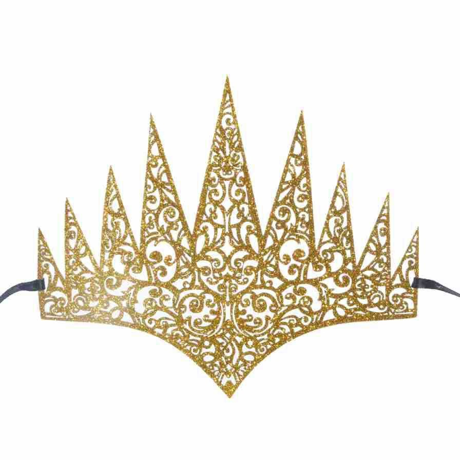 Glitzer Krone Fasnacht König Kostüm Zubehör Motto Party Accessoire Halloween Foto Requisite - Gold
