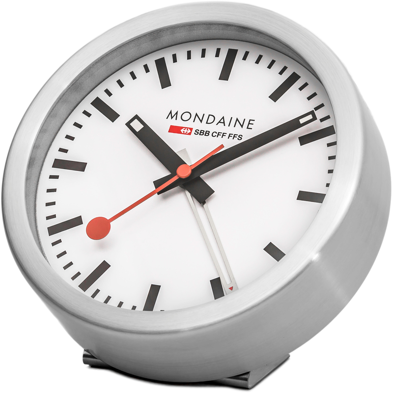 Mondaine Wand-/ Tischuhr, Ø 12.5 cm, weiss/silber