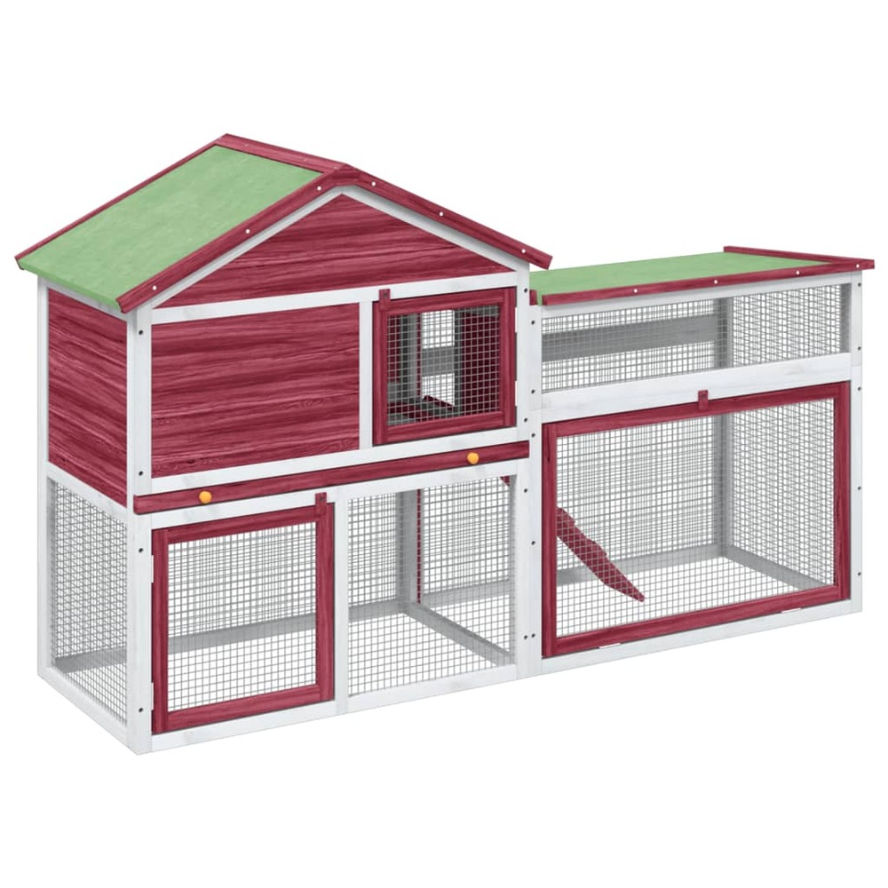 Clapier rouge 185,5x60,5x109,5 cm bois de pin massif